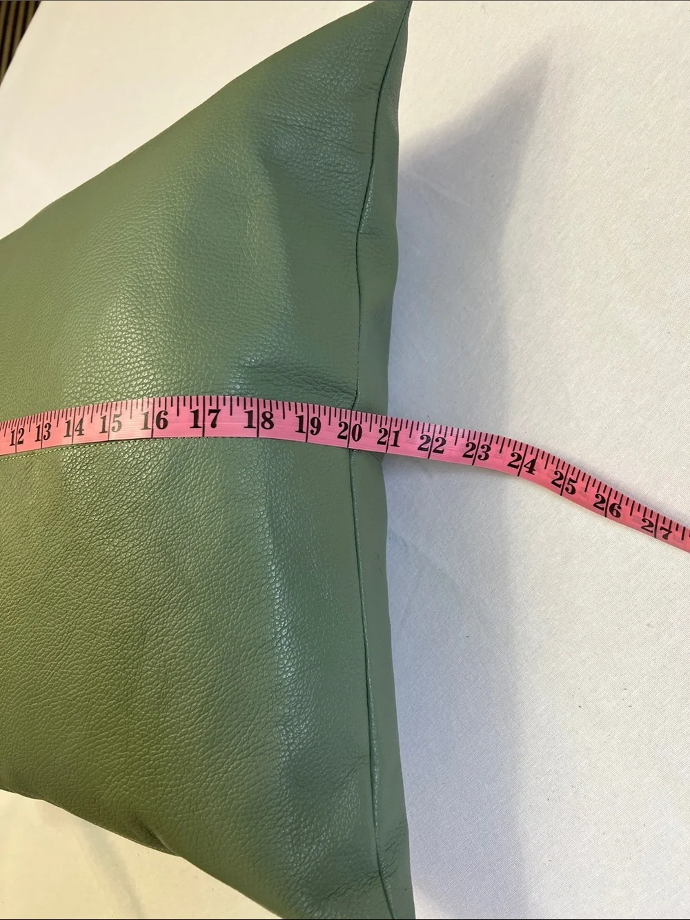 GARUGLIERI FIRENZE Green Italian Leather Throw Pillow 20x20 Duck Feather Fill